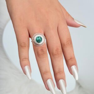 ANEL PRATA 925 PEDRA NATURAL JADEITA