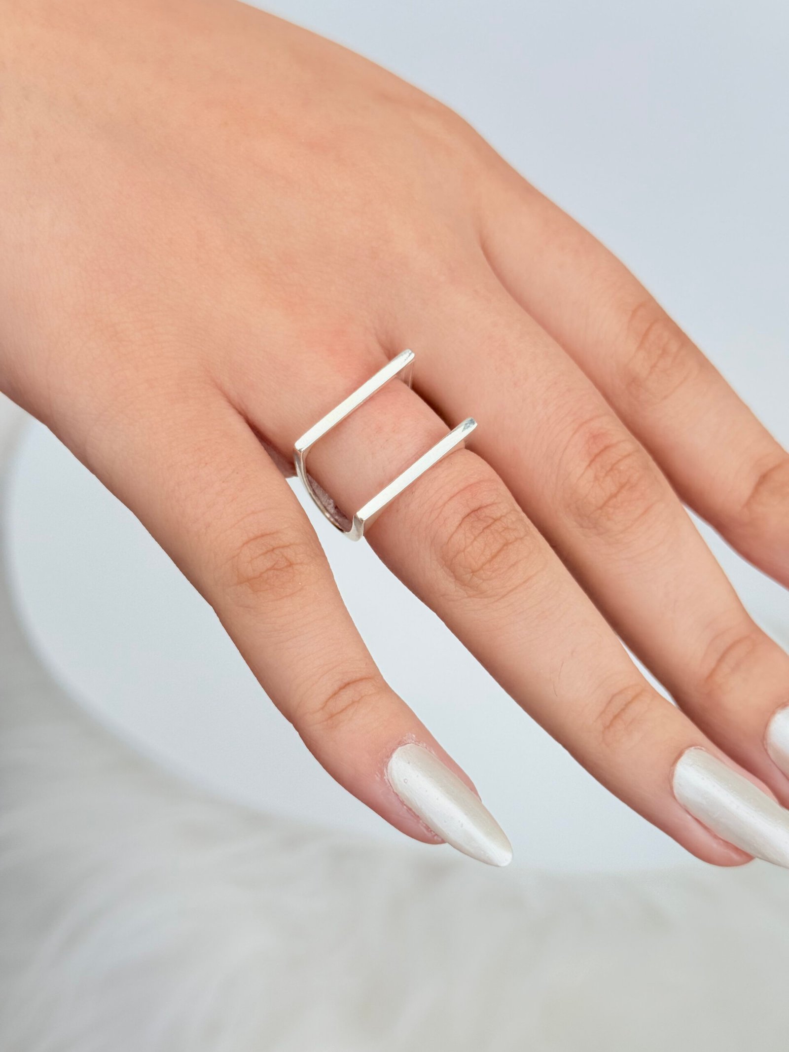 ANEL PRATA 925 2 AROS NO FORMATO QUADRADO