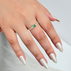 ANEL SOLITÁRIO PRATA 925 CRISTAL VERDE