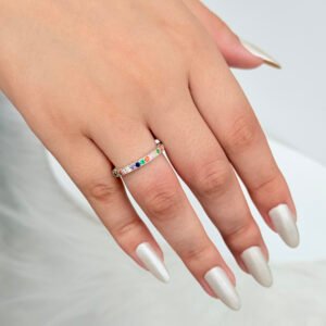 ANEL CRISTAIS COLORIDOS EM PRATA 925