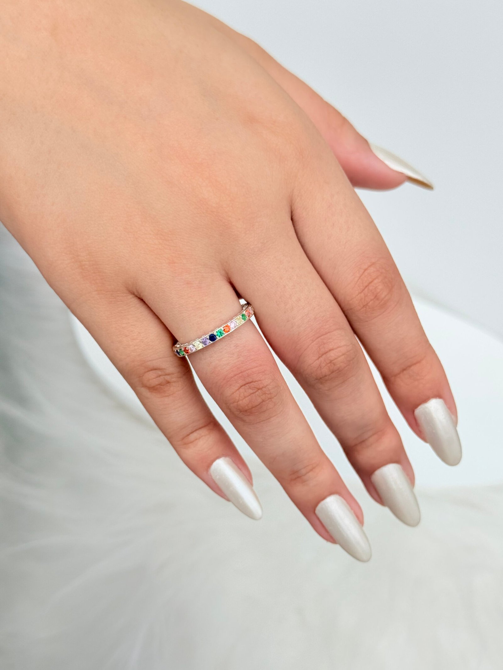 ANEL CRISTAIS COLORIDOS EM PRATA 925