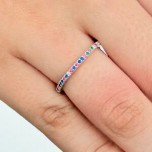 ANEL APARADOR CRAVEJADO COLORS EM PRATA 925