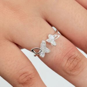 ANEL BORBOLETA AJUSTÁVEL EM PRATA 925