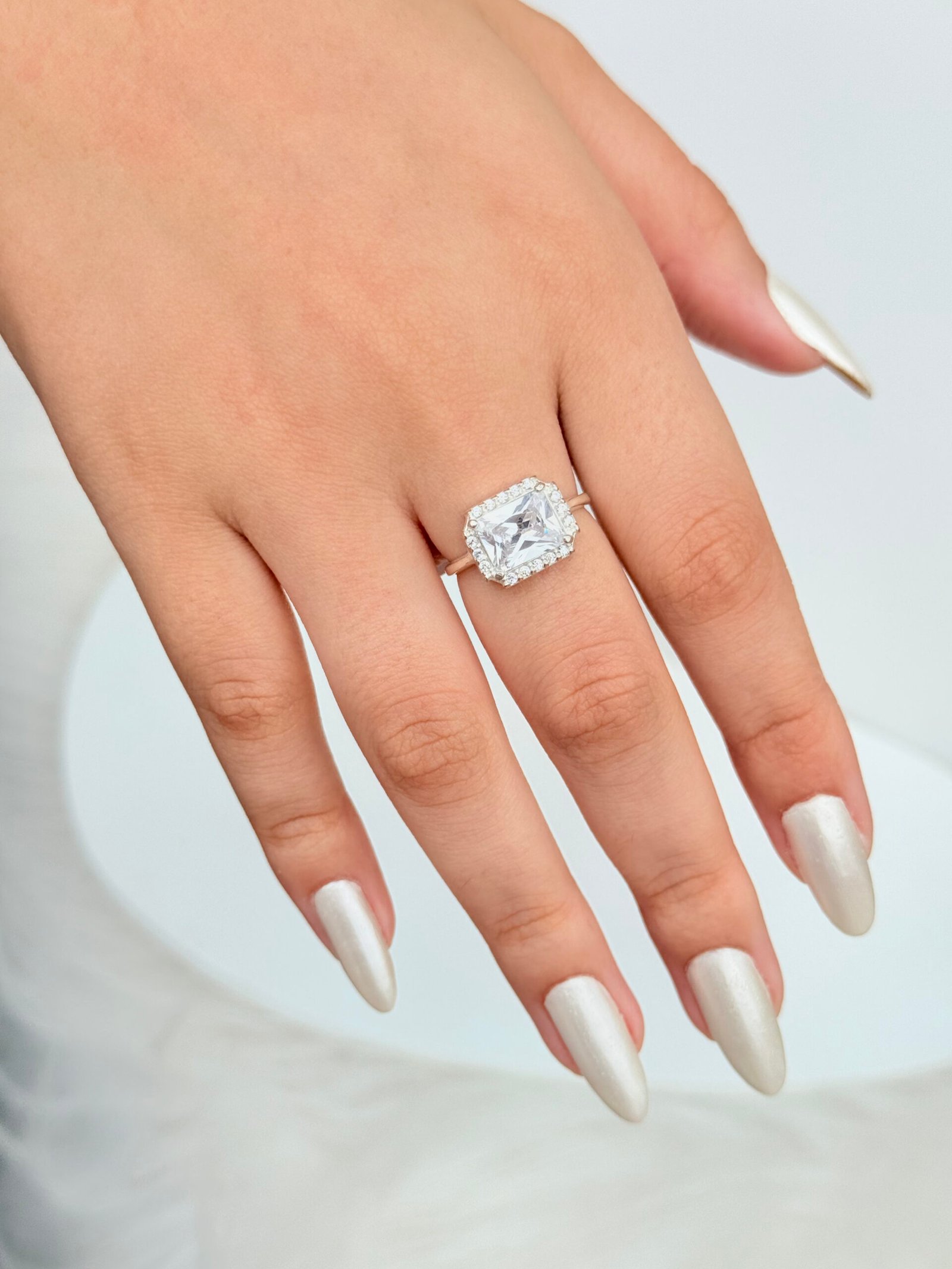 ANEL PRATA 925 SOLITÁRIO QUADRADO