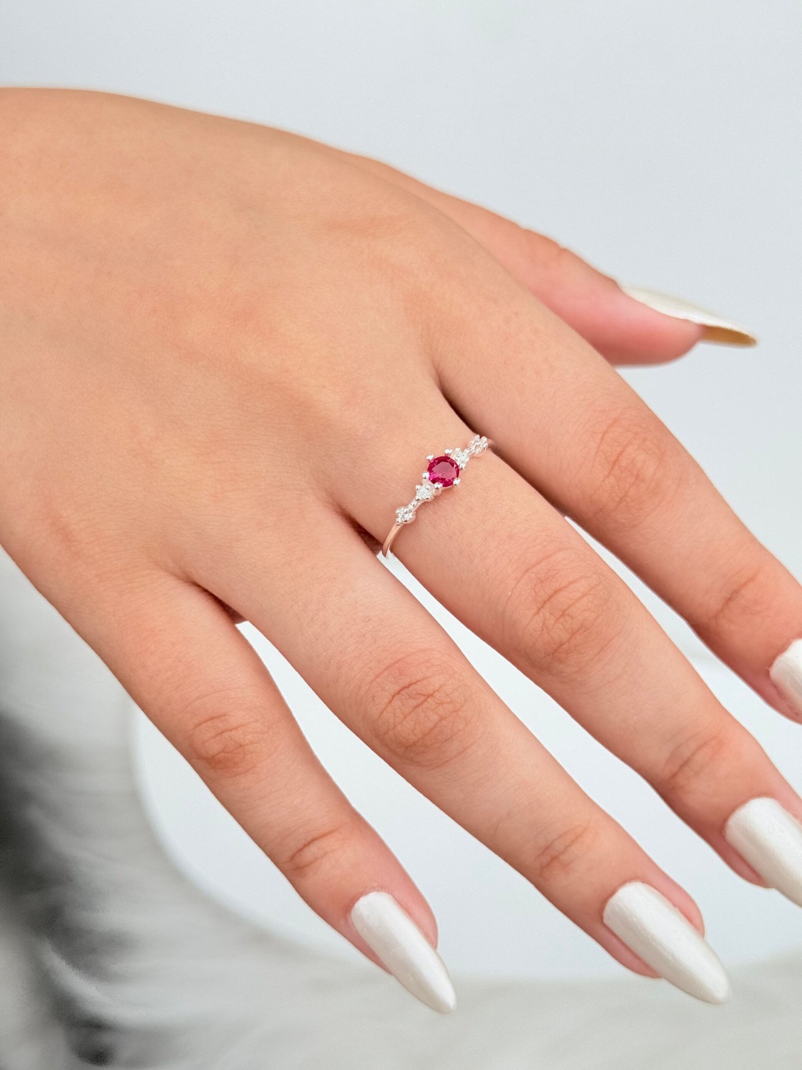 ANEL SOLITÁRIO PRATA 925 PINK