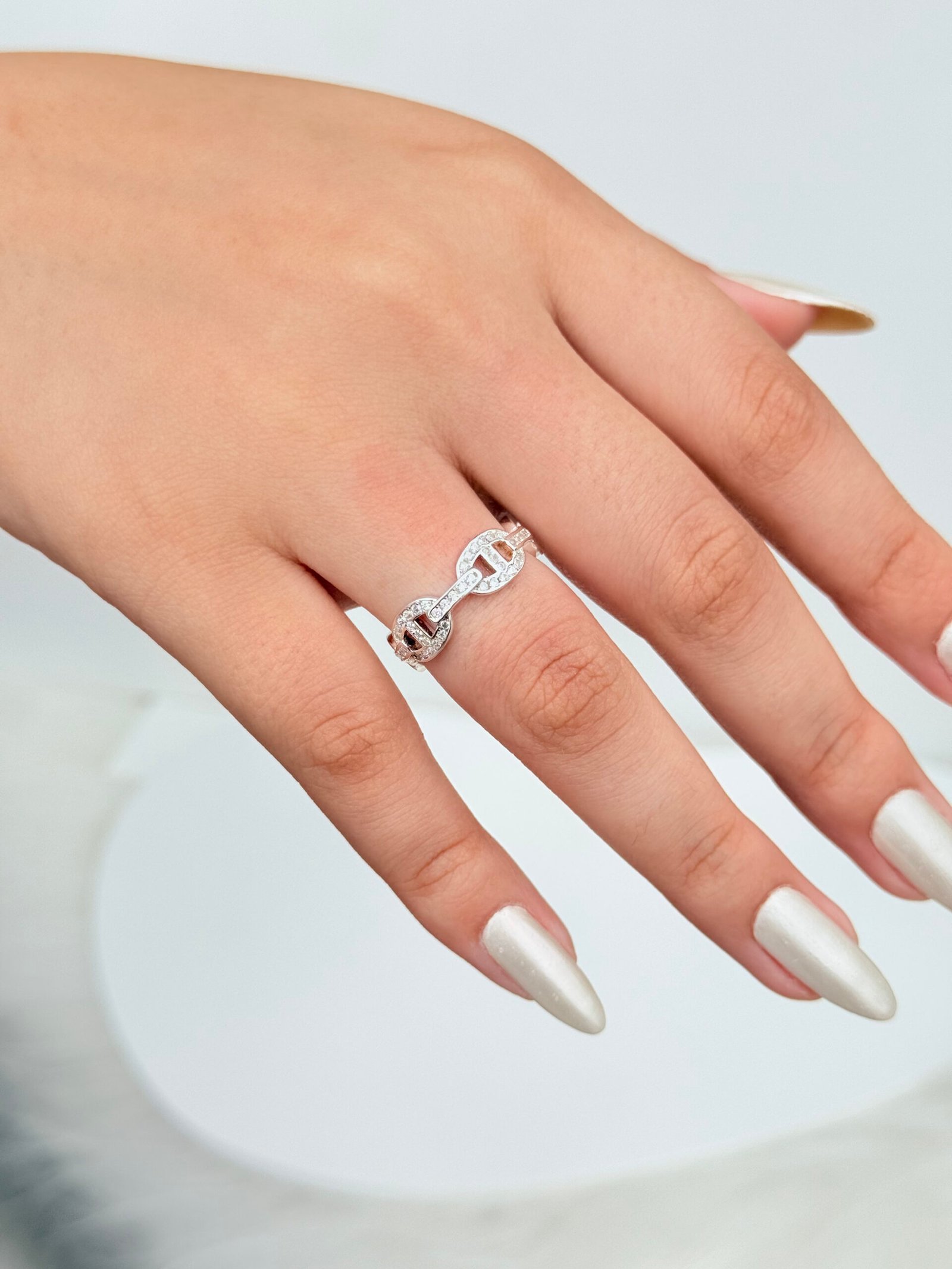 ANEL ELOS DE CORRENTE EM PRATA 925