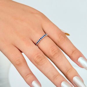 ANEL APARADOR CRISTAIS AZUIS EM PRATA 925