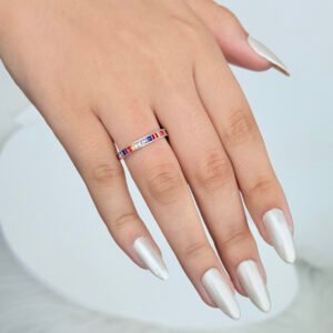 ANEL PARADOR CRISTAIS COLORIDOS EM PRATA 925