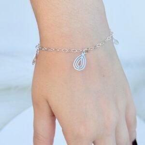 PULSEIRA EM PRATA 925 CONTENDO PINGENTES DE FOLHA