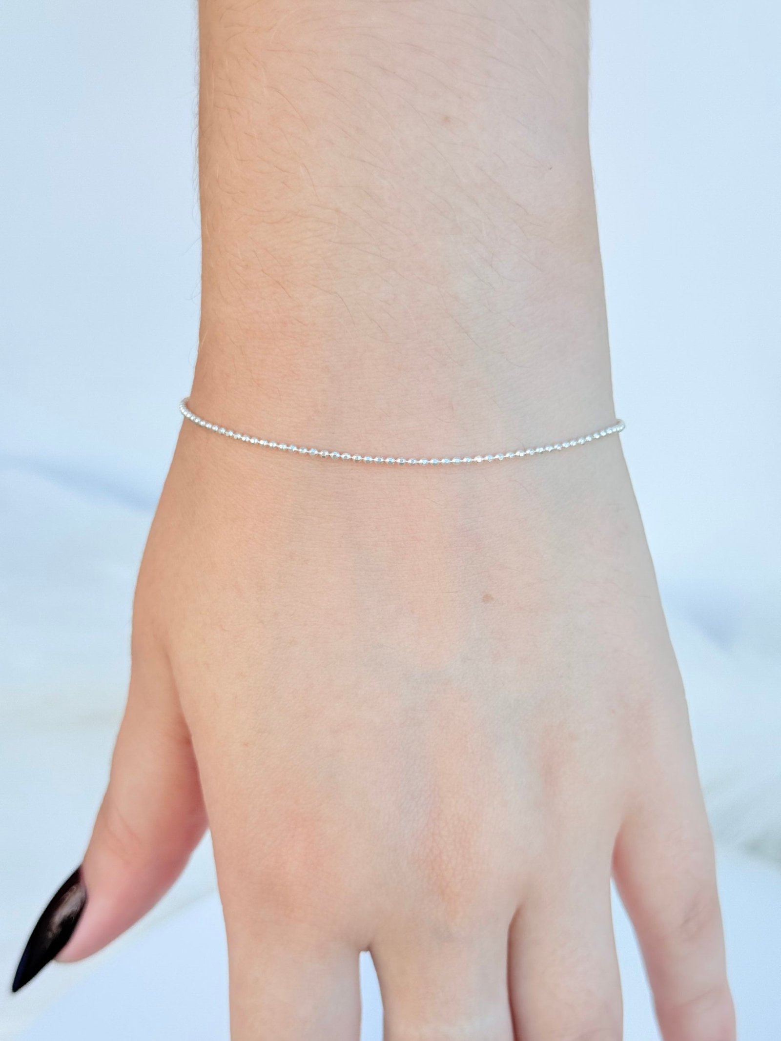 PULSEIRA EM PRATA 925 BOLINHA DIAMANTADA