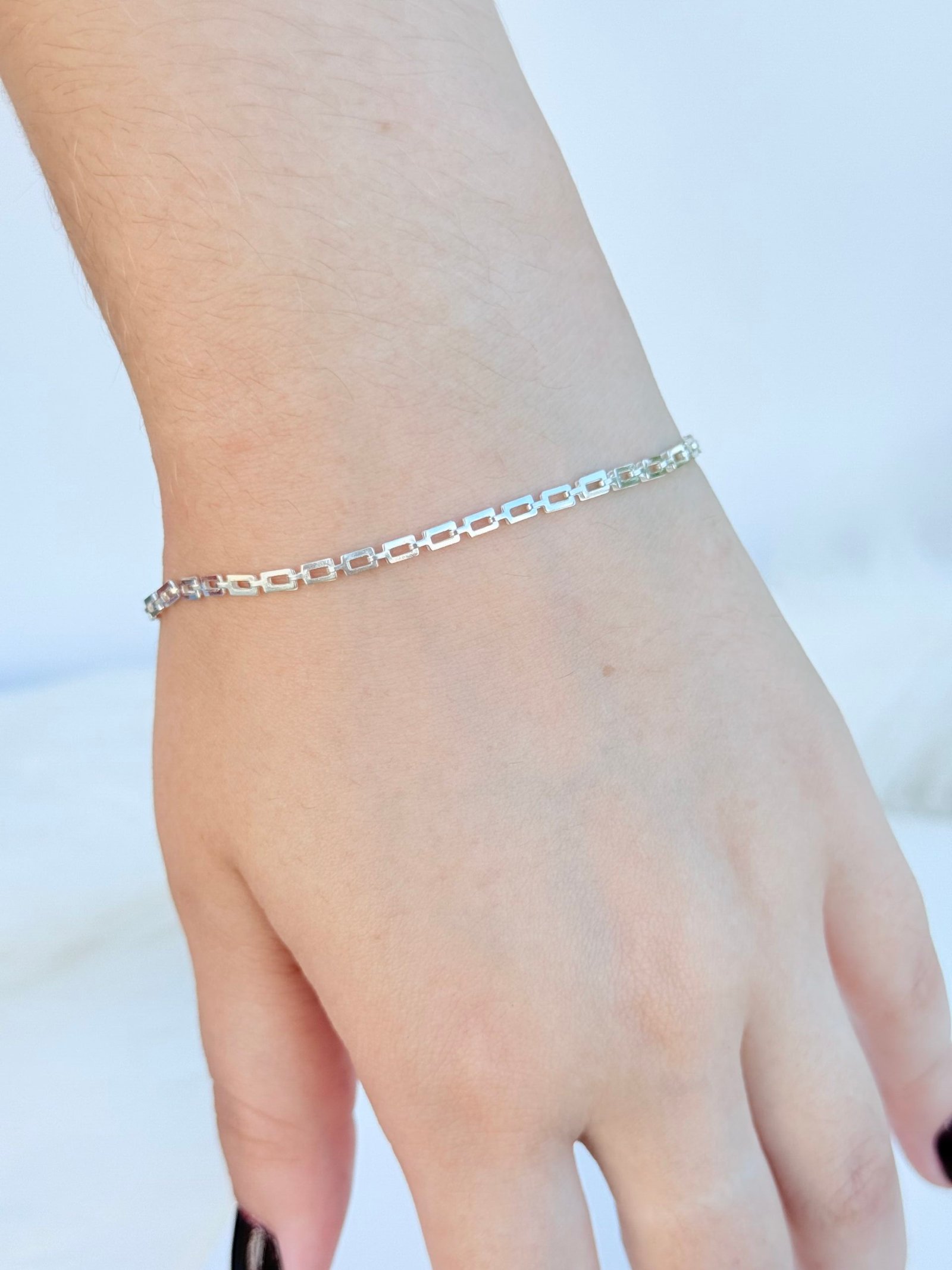 PULSEIRA EM PRATA 925 ELOS RETANGULARES