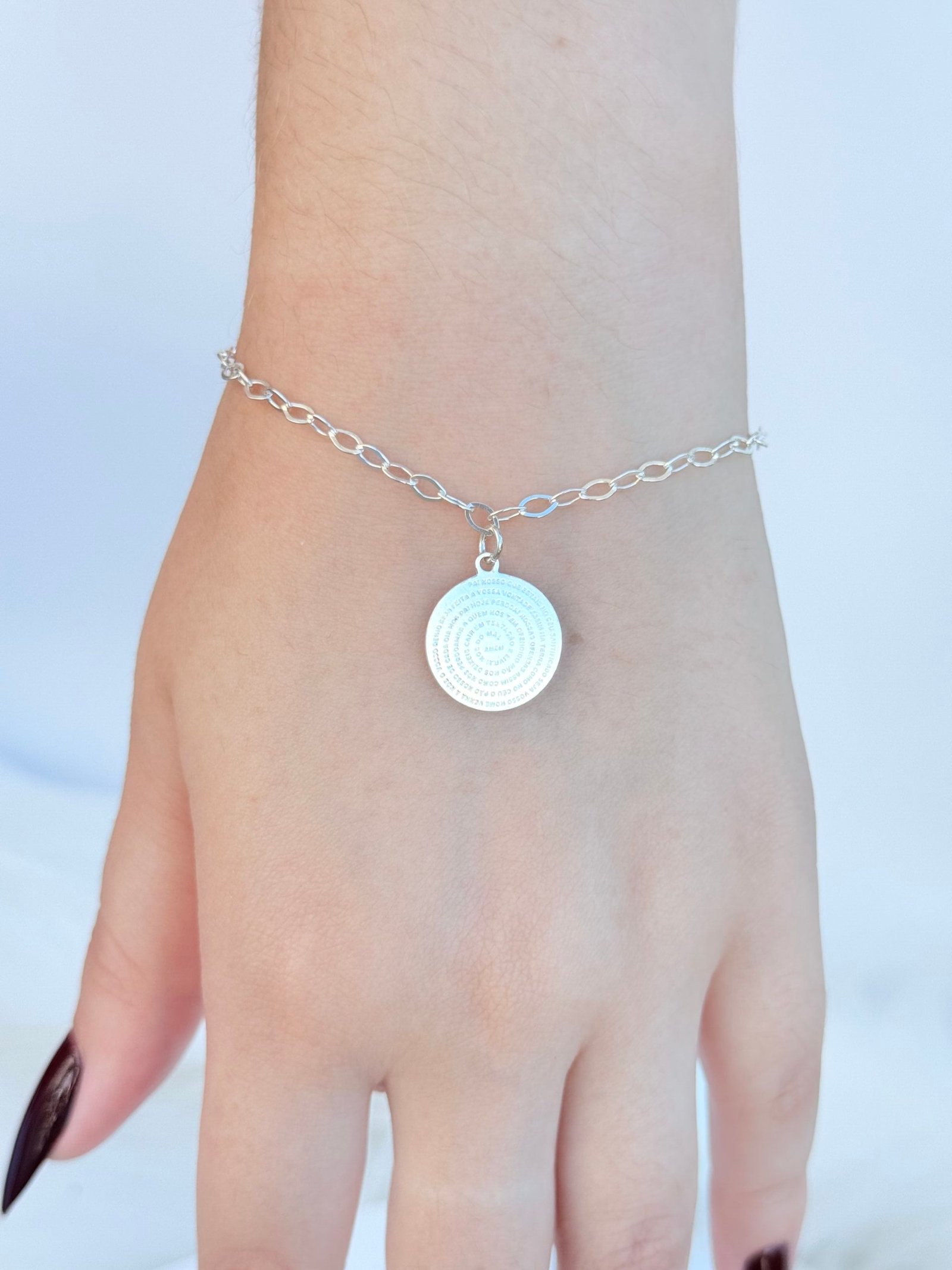 PULSEIRA EM PRATA 925 MEDALHA DO PAI NOSSO