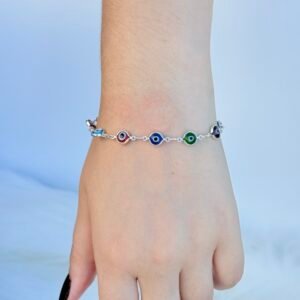 PULSEIRA EM PRATA 925 OLHO GREGO COLORIDO