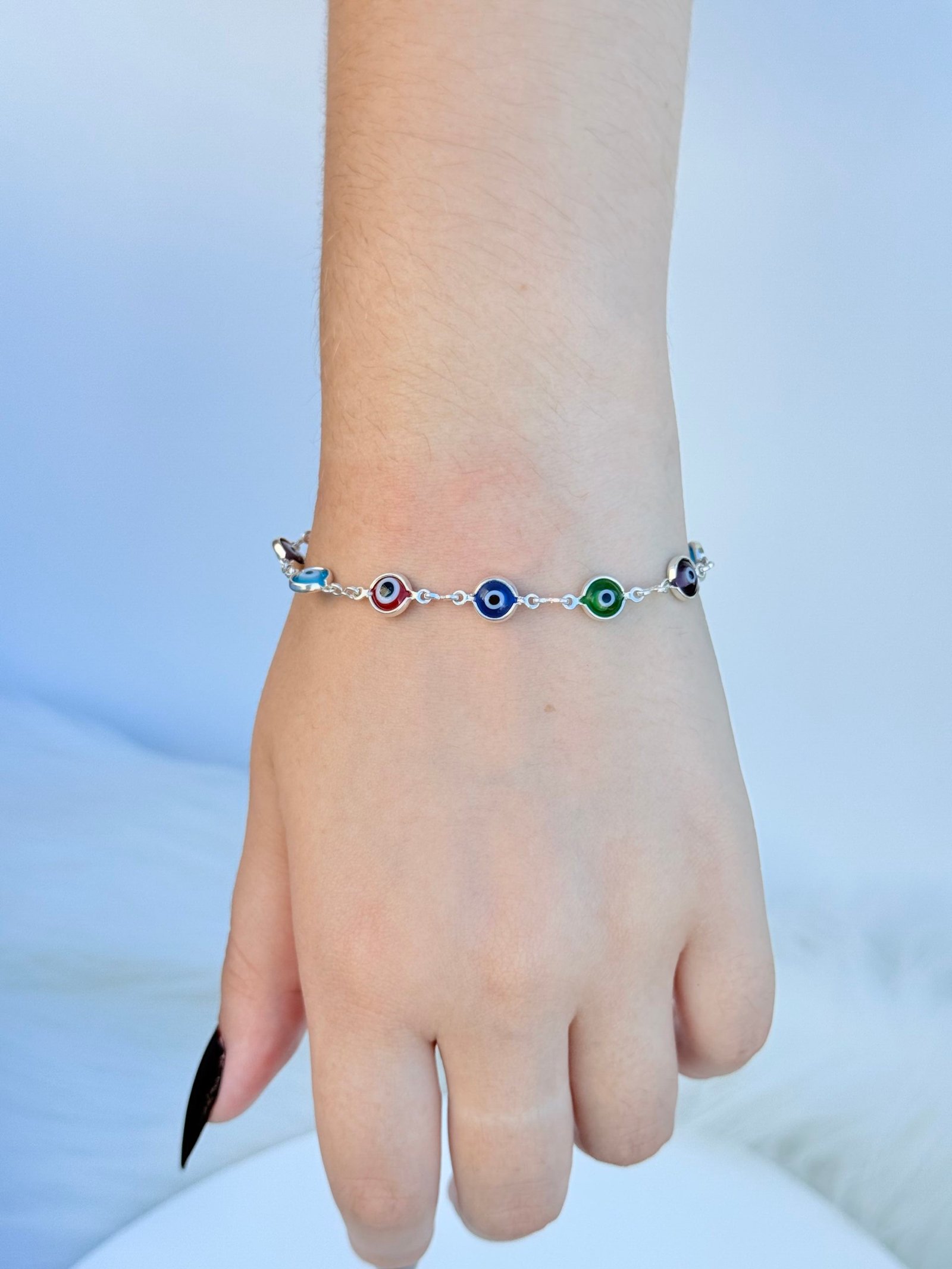 PULSEIRA EM PRATA 925 OLHO GREGO COLORIDO