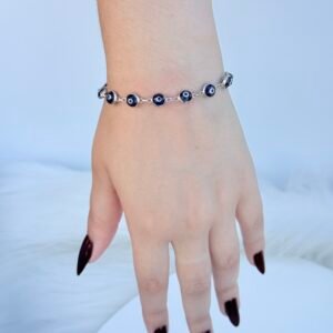 PULSEIRA EM PRATA 925 OLHO GREGO NA COR ROXA