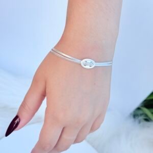 PULSEIRA EM PRATA 925 //2 FIOS E PINGENTE DE FIVELA