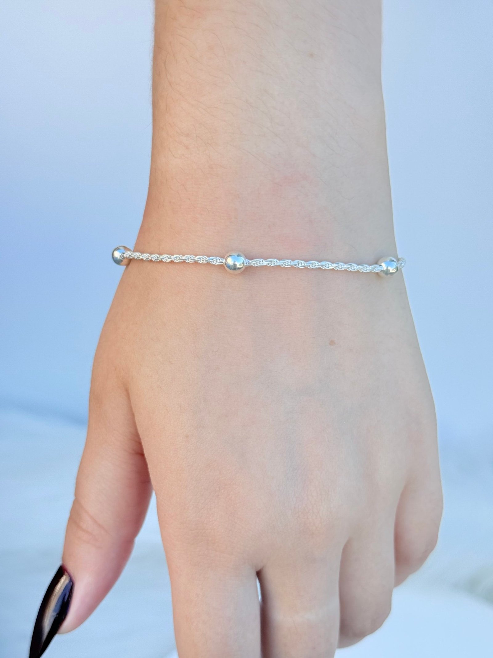 PULSEIRA EM PRATA 925 CORDÃO BAIANO E ESFERAS