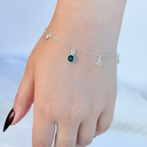 PULSEIRA EM PRATA 925 CRISTAIS //VERDE E BRANCO