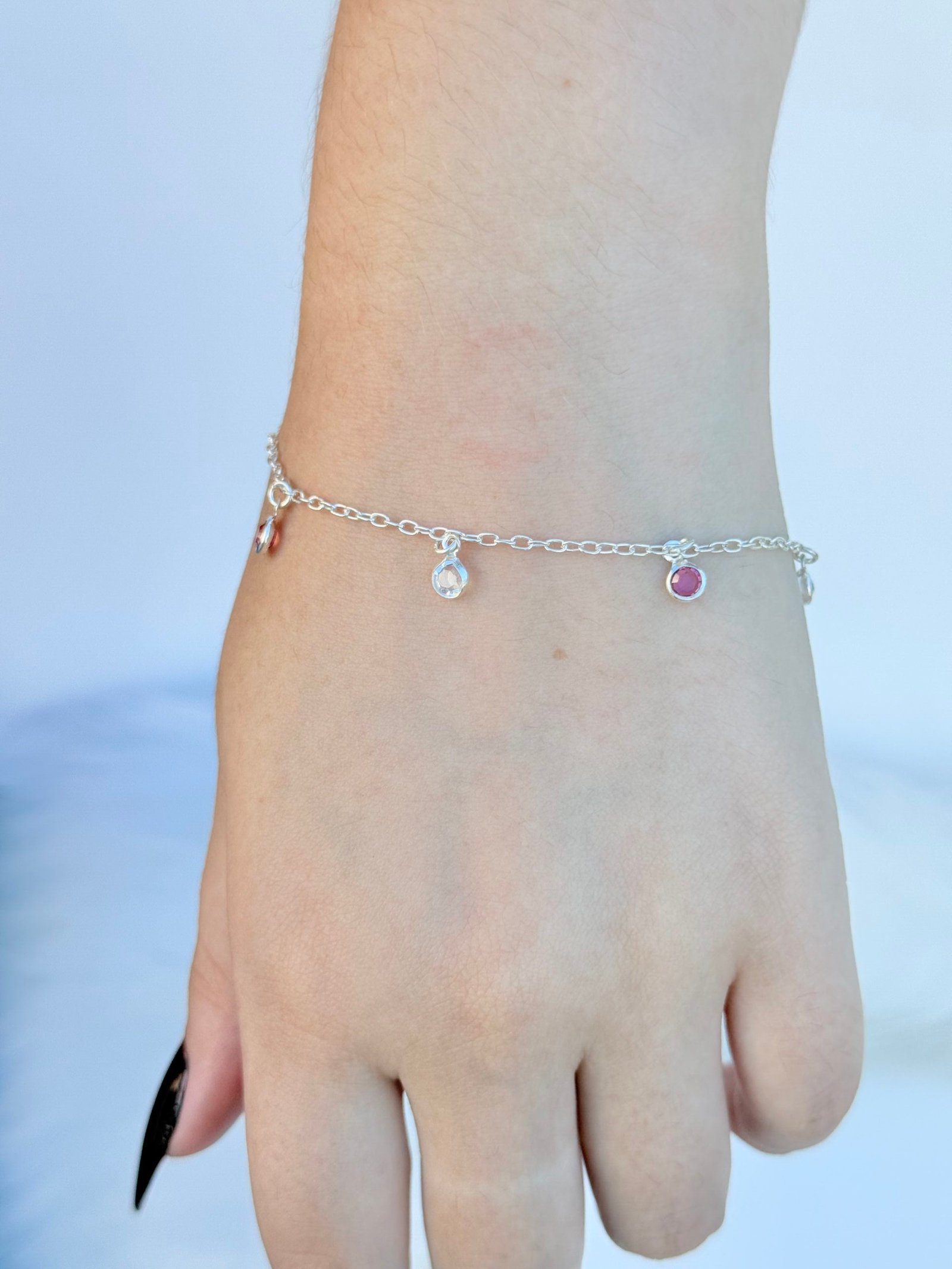 PULSEIRA EM PRATA 925 CRISTAIS ROSA E BRANCO