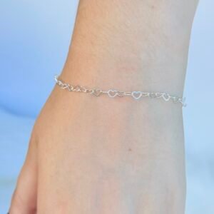 PULSEIRA EM PRATA 925 ELOS DE CORAÇÃO