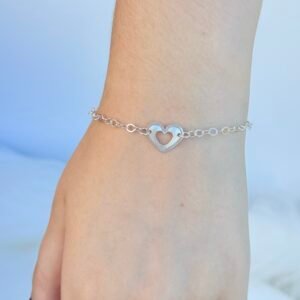 PULSEIRA PRATA 925 PENDANT DE CORAÇÃO