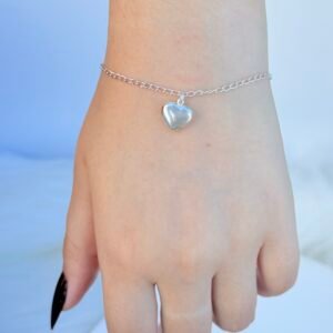 PULSEIRA EM PRATA 925 PINGENTE DE CORAÇÃO