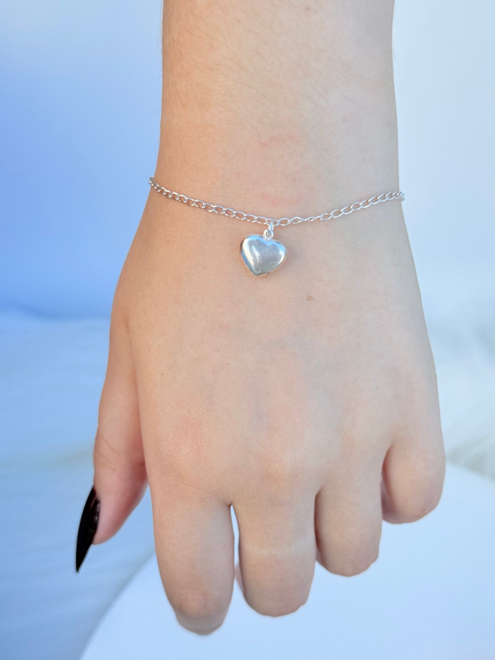 PULSEIRA EM PRATA 925 PINGENTE DE CORAÇÃO