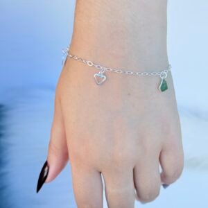 PULSEIRA EM PRATA 925 //PINGENTES DE CORAÇÃO