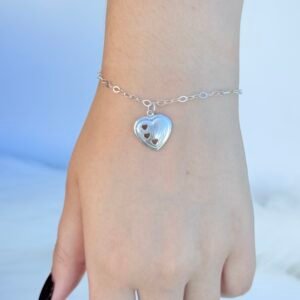 PULSEIRA EM PRATA 925 PINGENTE DE CORAÇÃO