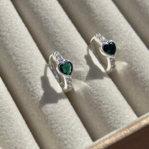 ARGOLA CLICKER EM PRATA 925 CRISTAL VERDE