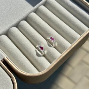 ARGOLA CLICKER EM PRATA 925 CRISTAL PINK