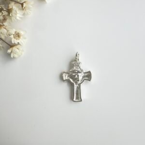 PINGENTE PRATA 925 CRUZ COM FACE DE CRISTO