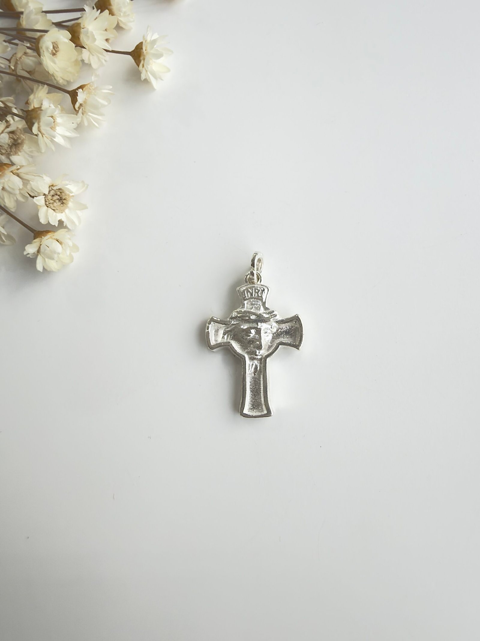 PINGENTE PRATA 925 CRUZ COM FACE DE CRISTO