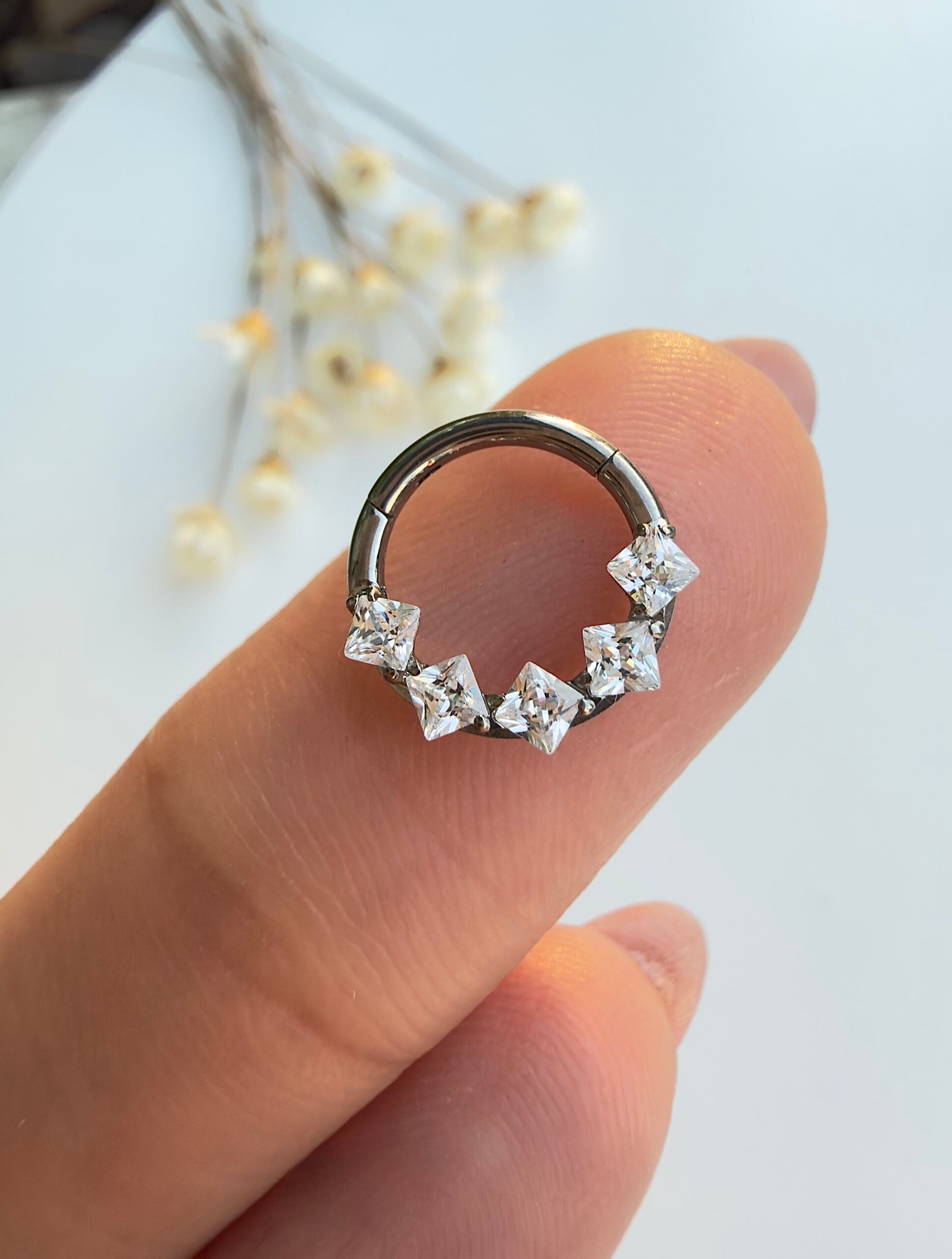 PIERCING TITÂNIO SEG CLICKER DAITH CRISTAL