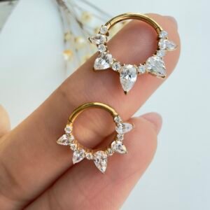 PIERCING TITÂNIO SEG CLICKER DAITH CRISTAL NAVETE