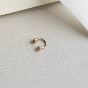 PIERCING EM OURO 18K FERRADURA DUAS ESFERAS