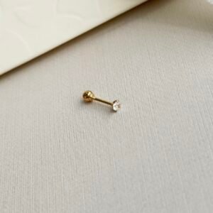 PIERCING EM OURO 18K MICROBELL PONTO DE LUZ
